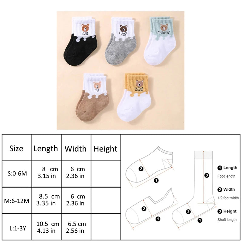 5 Pairs Baby Socks – Soft, Stretchable Low-Cut Ankle Socks for Newborns, Infants & Toddlers