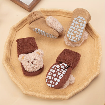 2-Piece Baby Set – Cute Bear Knitted Hat & Thickened Socks for Boys 🐻❄️🧦