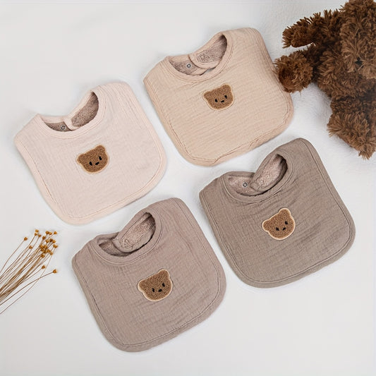 2-Piece Bear Baby Bib Set – Adjustable Snap & Absorbent Feeding Bibs for Boys & Girls 🐻🍼