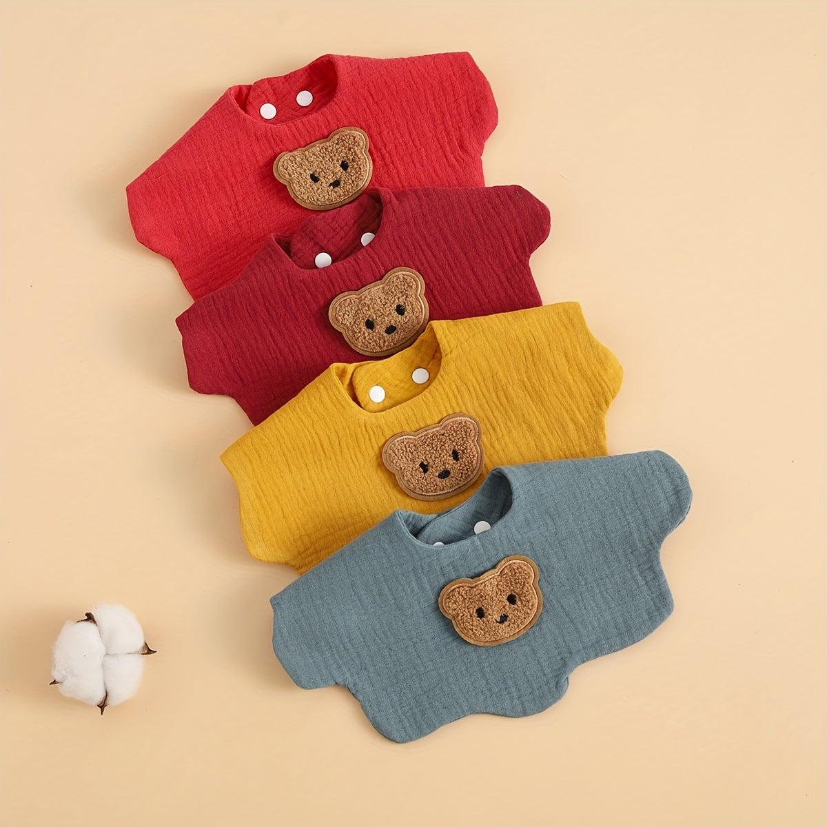 4-Pack Soft Absorbent Cotton Bibs – Comfortable & Durable for Kids 🍼🌿