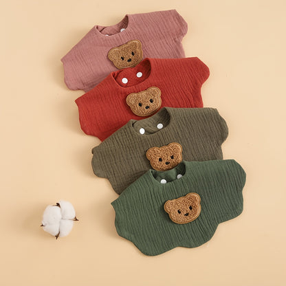 4-Pack Soft Absorbent Cotton Bibs – Comfortable & Durable for Kids 🍼🌿