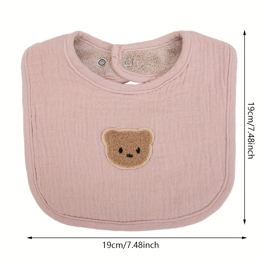 2-Piece Bear Baby Bib Set – Adjustable Snap & Absorbent Feeding Bibs for Boys & Girls 🐻🍼