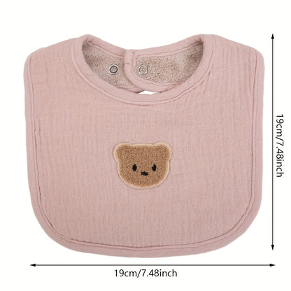 2-Piece Bear Baby Bib Set – Adjustable Snap & Absorbent Feeding Bibs for Boys & Girls 🐻🍼