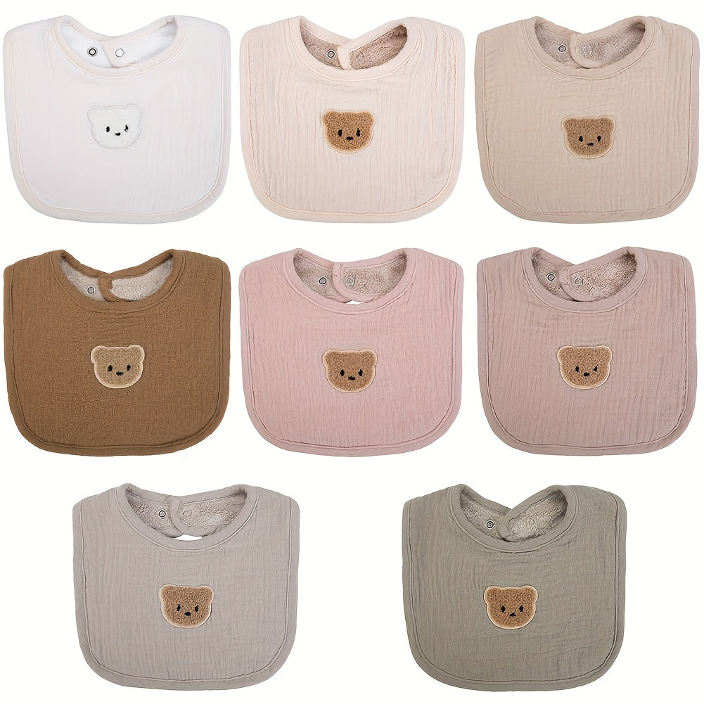 2-Piece Bear Baby Bib Set – Adjustable Snap & Absorbent Feeding Bibs for Boys & Girls 🐻🍼