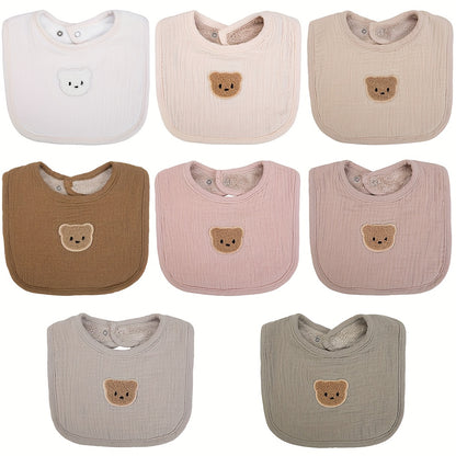 2-Piece Bear Baby Bib Set – Adjustable Snap & Absorbent Feeding Bibs for Boys & Girls 🐻🍼