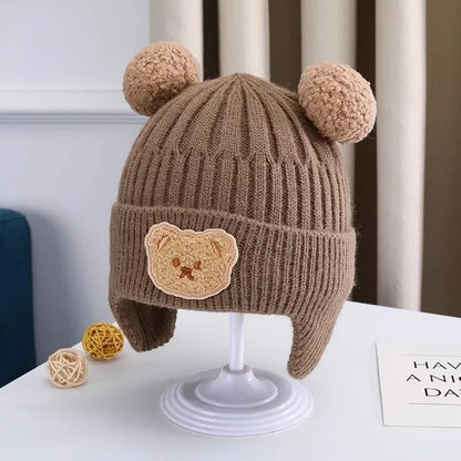 Cute Bear Ear Knitted Baby Hat – Warm Winter Wool Beanie with Ear Protection 🐻❄️🧶
