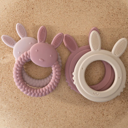 Cartoon Rabbit Baby Teether – BPA-Free Silicone Teething Toy for Newborns & Infants 🐰💧