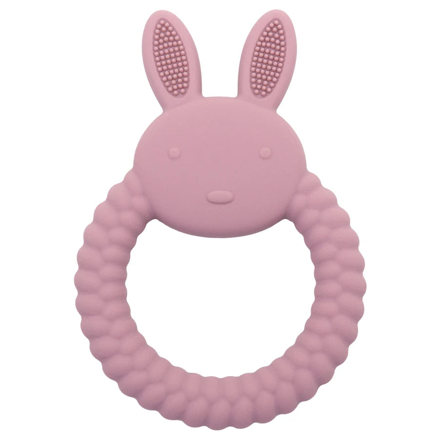 Cartoon Rabbit Baby Teether – BPA-Free Silicone Teething Toy for Newborns & Infants 🐰💧