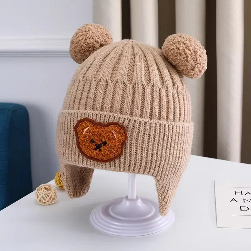 Cute Bear Ear Knitted Baby Hat – Warm Winter Wool Beanie with Ear Protection 🐻❄️🧶
