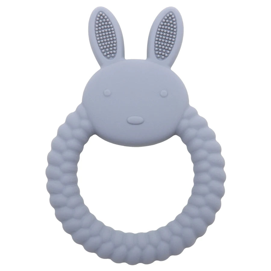 Cartoon Rabbit Baby Teether – BPA-Free Silicone Teething Toy for Newborns & Infants 🐰💧