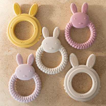 Cartoon Rabbit Baby Teether – BPA-Free Silicone Teething Toy for Newborns & Infants 🐰💧