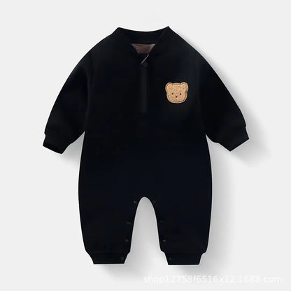 Bear Baby Romper – Soft Long Sleeve Jumpsuit for Spring & Autumn (Newborn to Toddler) 🐻🌿