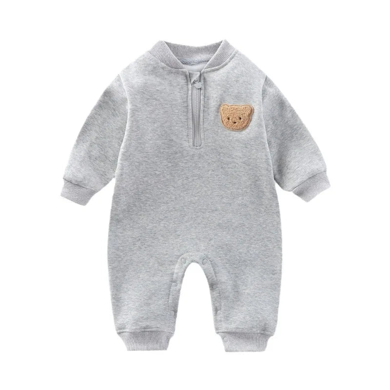 Bear Baby Romper – Soft Long Sleeve Jumpsuit for Spring & Autumn (Newborn to Toddler) 🐻🌿