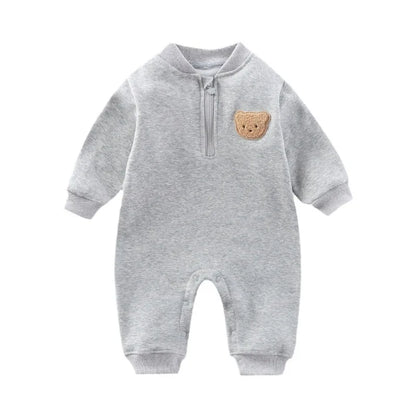 Bear Baby Romper – Soft Long Sleeve Jumpsuit for Spring & Autumn (Newborn to Toddler) 🐻🌿