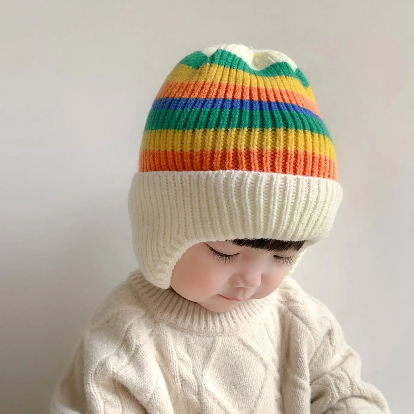 Cute Bear Ear Knitted Baby Hat – Warm Winter Wool Beanie with Ear Protection 🐻❄️🧶