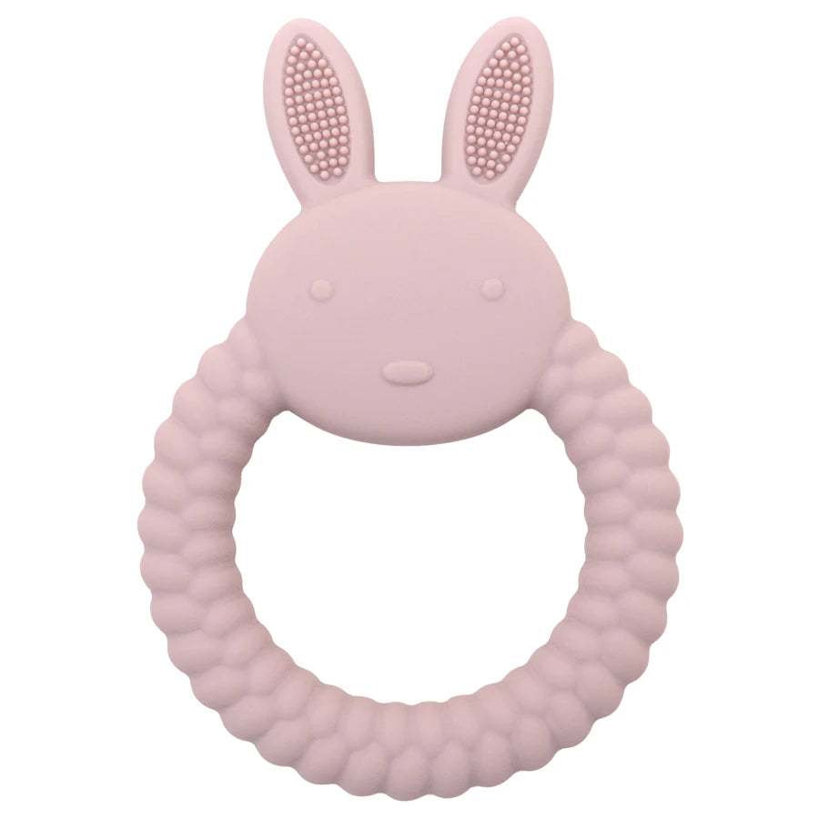 Cartoon Rabbit Baby Teether – BPA-Free Silicone Teething Toy for Newborns & Infants 🐰💧