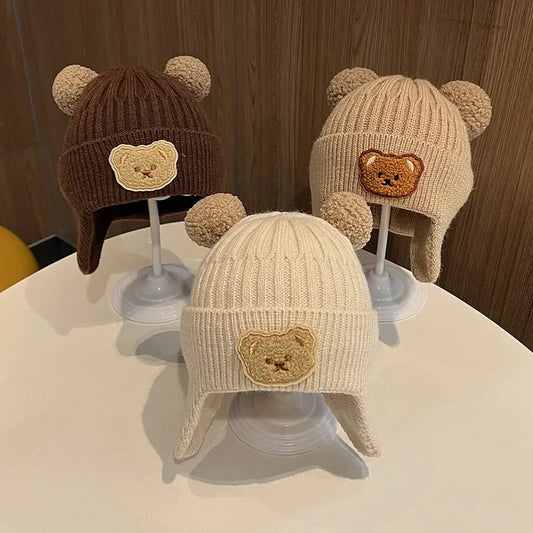 Cute Bear Ear Knitted Baby Hat – Warm Winter Wool Beanie with Ear Protection 🐻❄️🧶