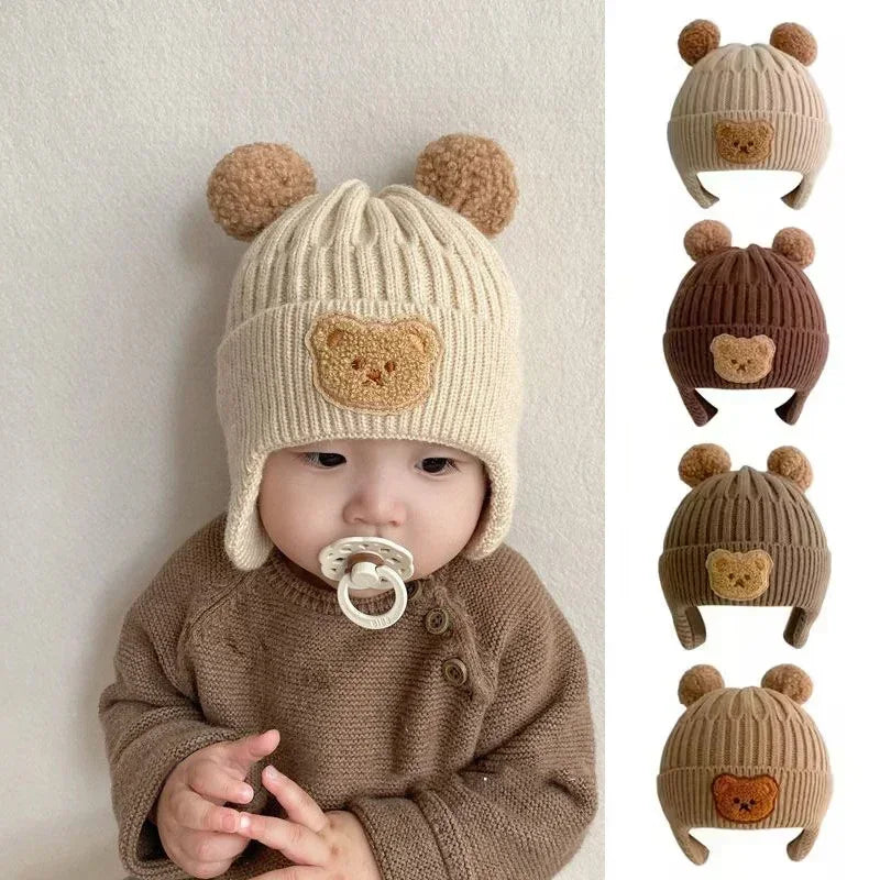 Cute Bear Ear Knitted Baby Hat – Warm Winter Wool Beanie with Ear Protection 🐻❄️🧶