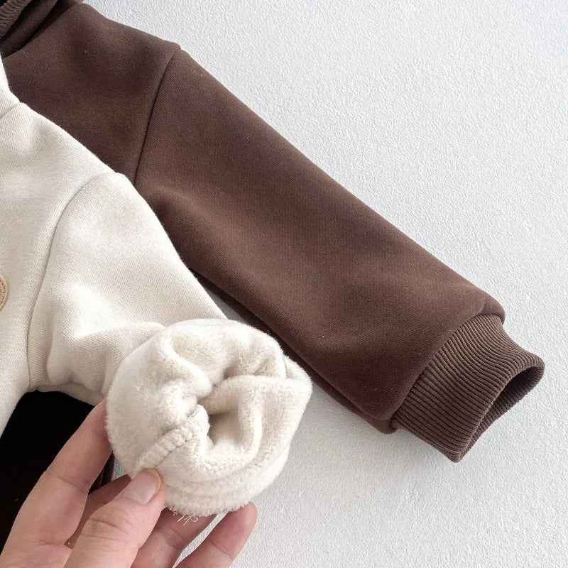 Baby Romper Hooded Jumpsuit Winter Cartoon Bear Cute Unisex Newborn Long Sleeve Outfit