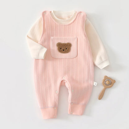 Cozy Autumn Baby Outfit – 2-Piece Cartoon Velvet Set with Long Sleeve Top & Suspender Pants (0-3 Years) 🍂👶