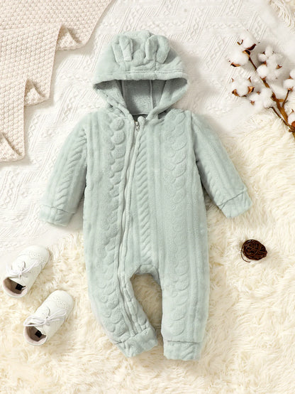 Cozy Plaid Hooded Baby Romper – Warm Winter Jumpsuit for Boys & Girls (3-24 Months) ❄️🍼0