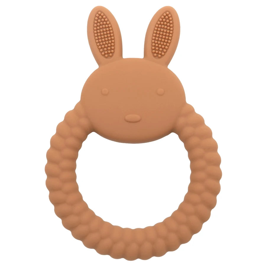 Cartoon Rabbit Baby Teether – BPA-Free Silicone Teething Toy for Newborns & Infants 🐰💧