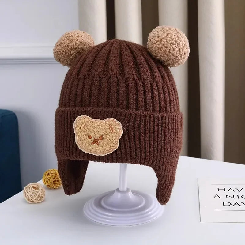 Cute Bear Ear Knitted Baby Hat – Warm Winter Wool Beanie with Ear Protection 🐻❄️🧶