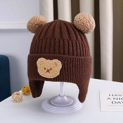 Cute Bear Ear Knitted Baby Hat – Warm Winter Wool Beanie with Ear Protection 🐻❄️🧶