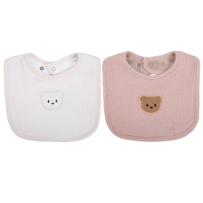 2-Piece Bear Baby Bib Set – Adjustable Snap & Absorbent Feeding Bibs for Boys & Girls 🐻🍼