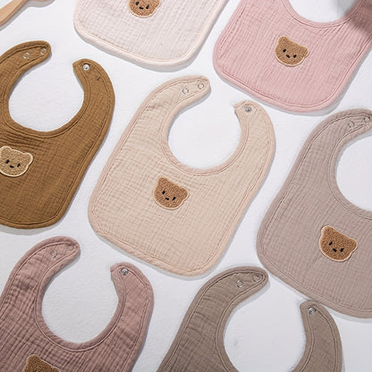 2-Piece Bear Baby Bib Set – Adjustable Snap & Absorbent Feeding Bibs for Boys & Girls 🐻🍼