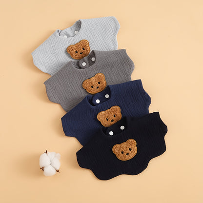 4-Pack Soft Absorbent Cotton Bibs – Comfortable & Durable for Kids 🍼🌿