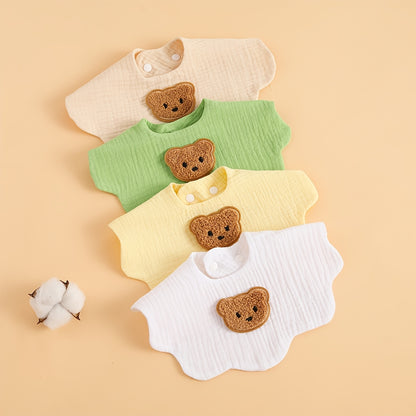 4-Pack Soft Absorbent Cotton Bibs – Comfortable & Durable for Kids 🍼🌿